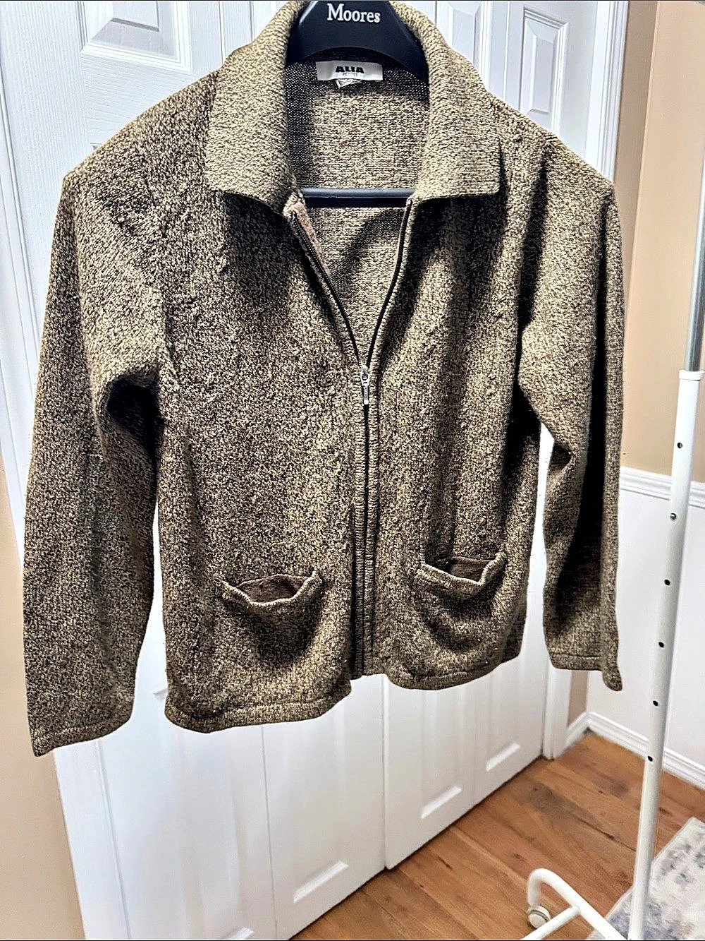 Alia Brown Zip Front Knit Sweater